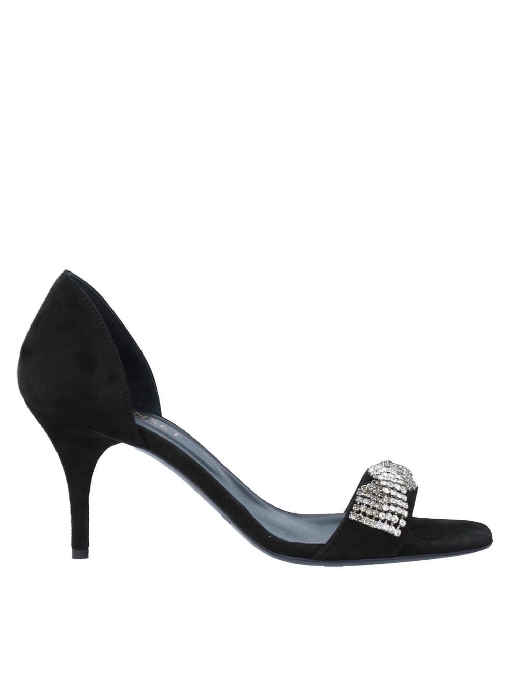 Twin-Set Black Suede D'Orsay Heel with Crystal Band